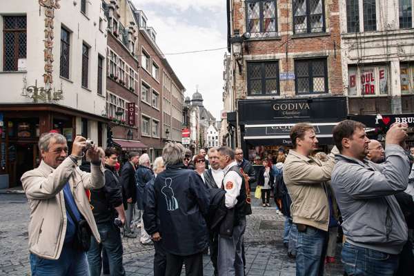 Tourists in Brussels on square