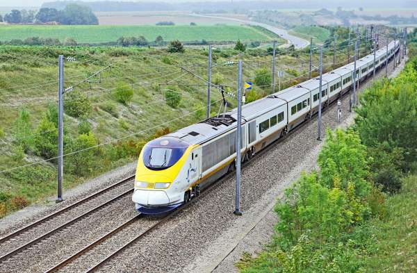 Train TGV from Paris to brussels on railway