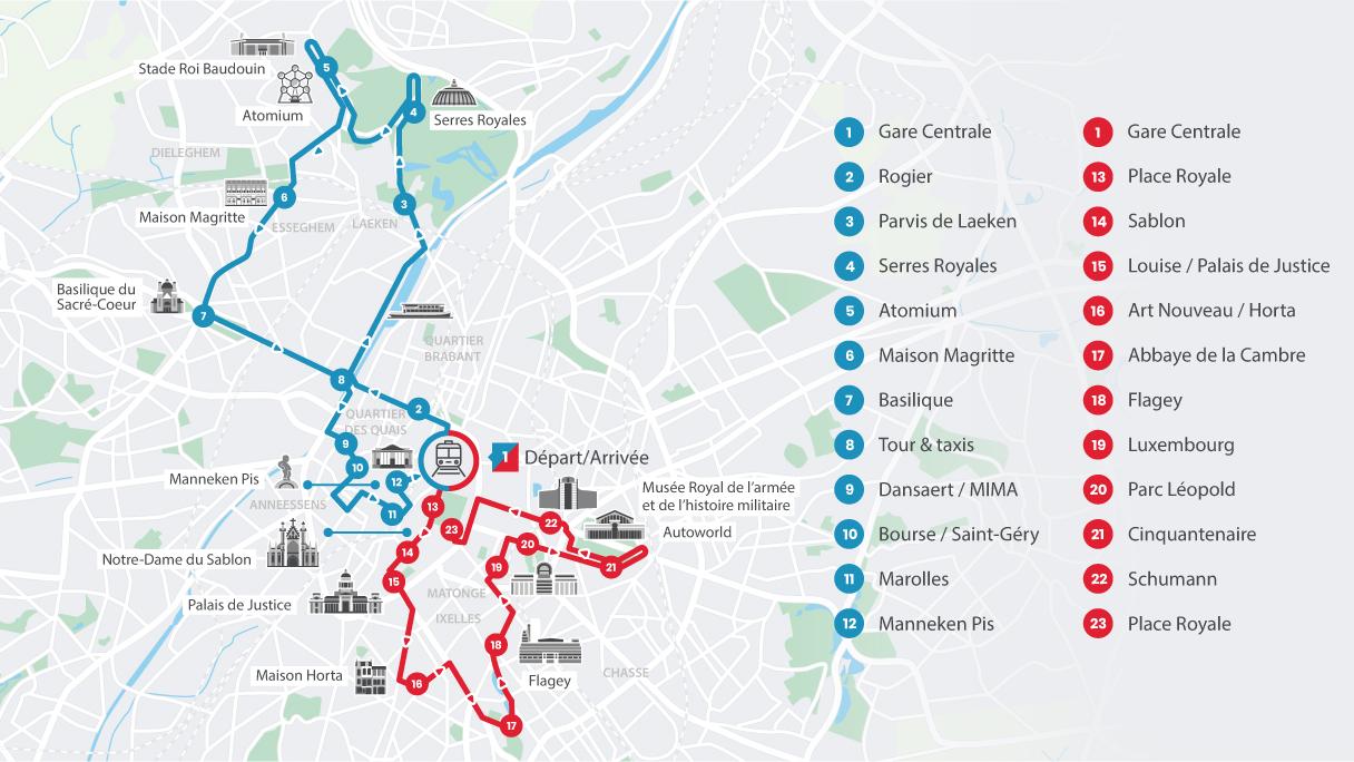 Brussels Hop On Hop Off Bus Route Map